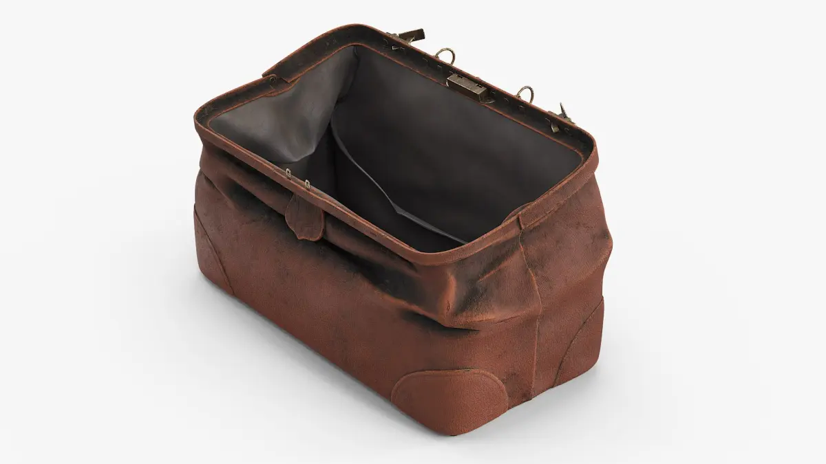Shabby Leather Bag Brown with Inside 3D model