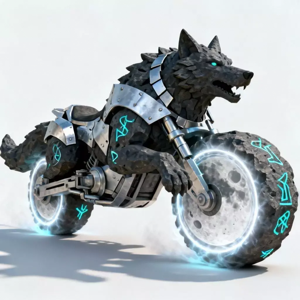 Obsidian Wolf-Golem Motorcycle 3D Model Low-poly 3D model