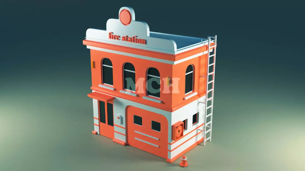 Fire Station Low-poly 3D model purchase