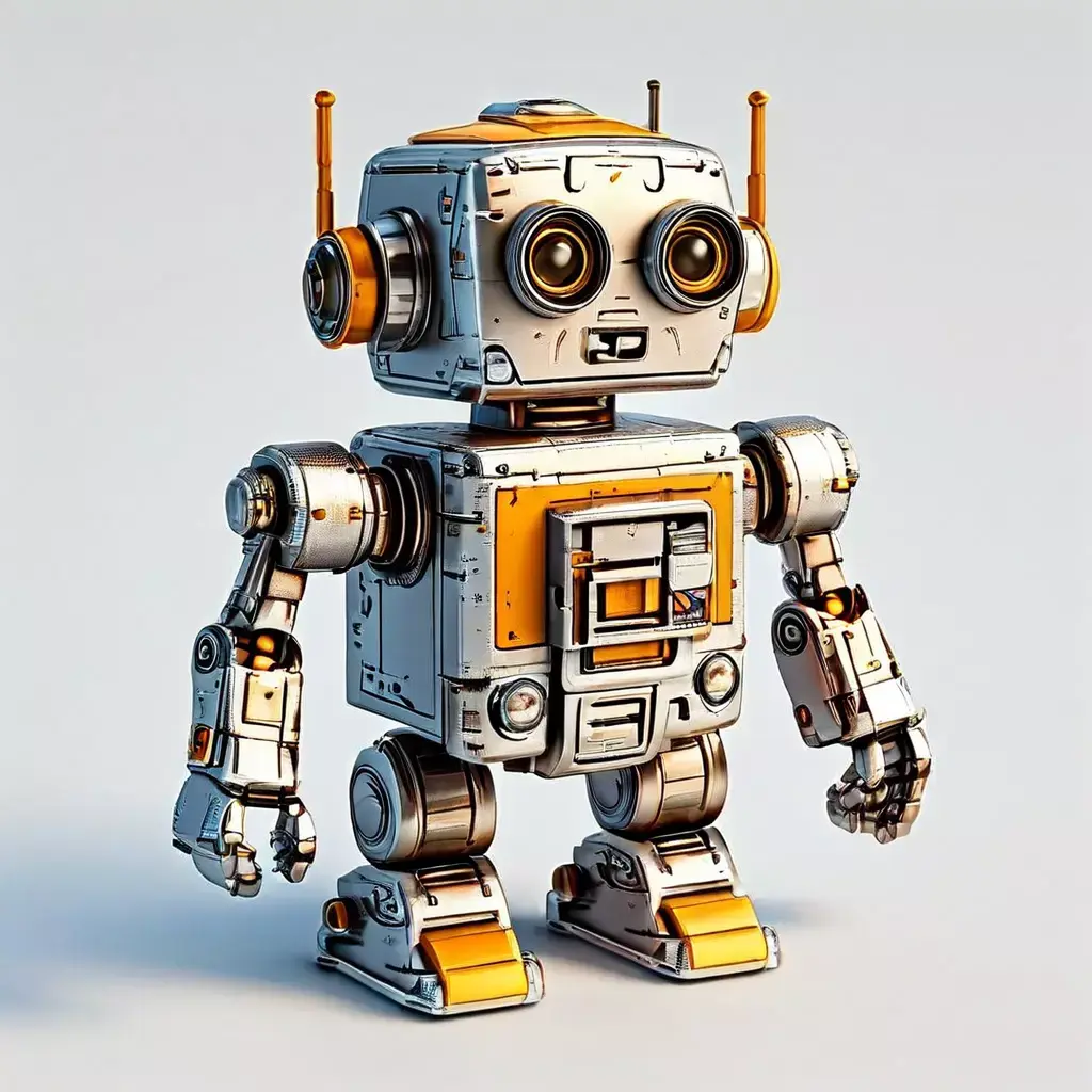 Cute Vintage Robot Game Ready Low-poly 3D model