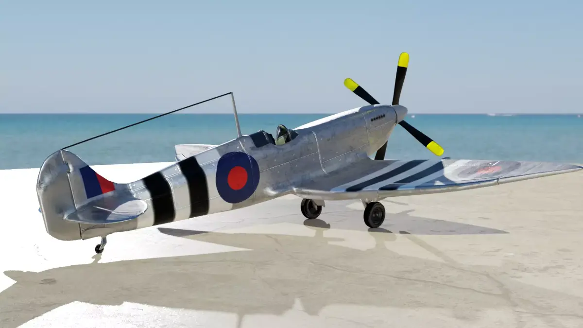 Spitfire Hf mk VII Game and Subdivision ready Free low-poly 3D model