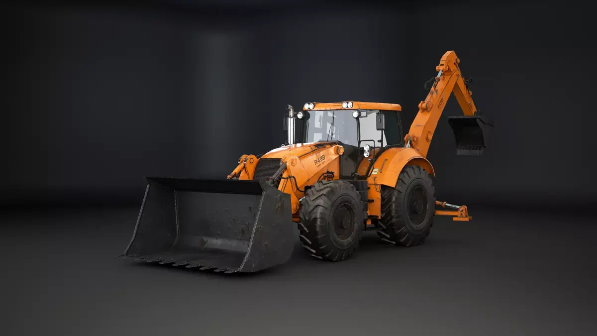 Generic Large Backhoe Loader Used Low-poly 3D model