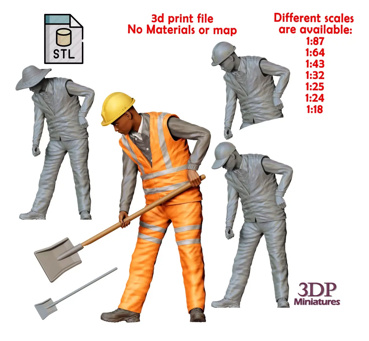 N3 Railway Track Worker with Shovel 3D print model
