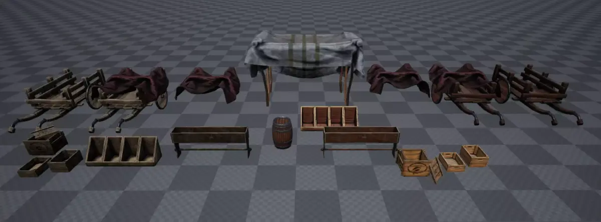 Market Place Items Low-poly 3D model