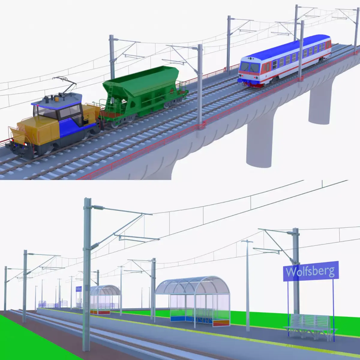 Railway station and bridge IV 3D Model Pack purchase