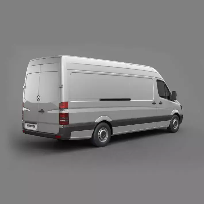 White Mercedes Moving Van 3D model