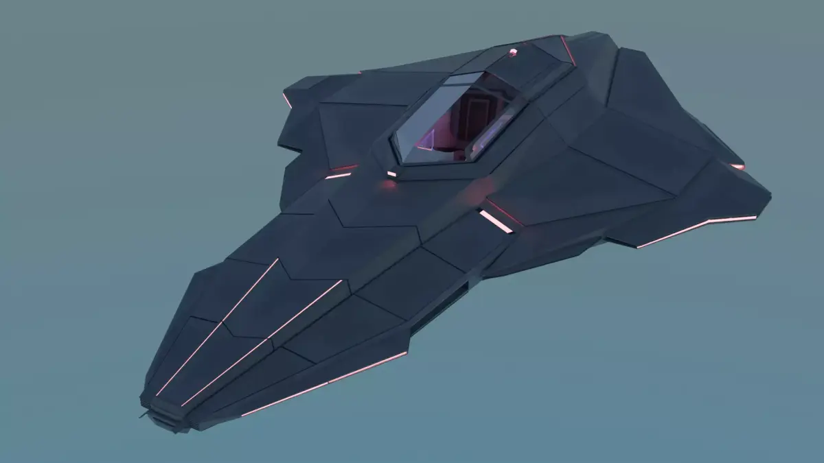 Codename Nebula Fighter Sci-fi Aircraft with Interior Low-poly 3D model