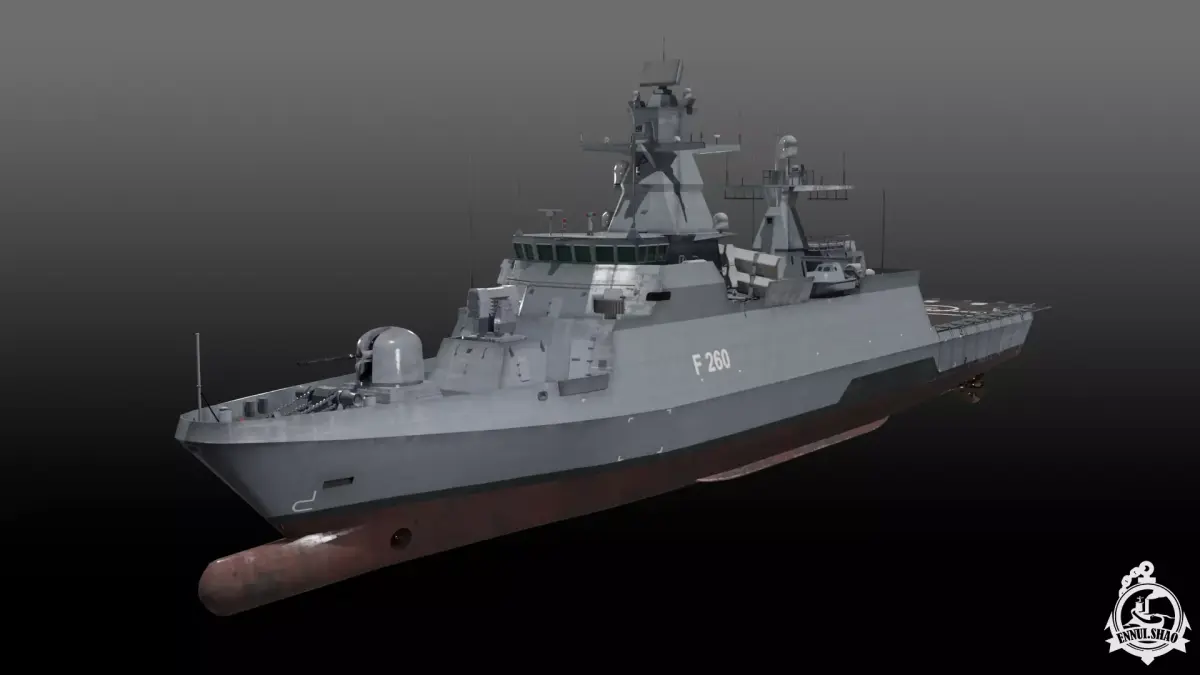 German Braunschweig class corvette game-ready Low-poly 3D model