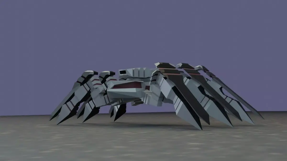 Robot low poly spider Low-poly 3D model