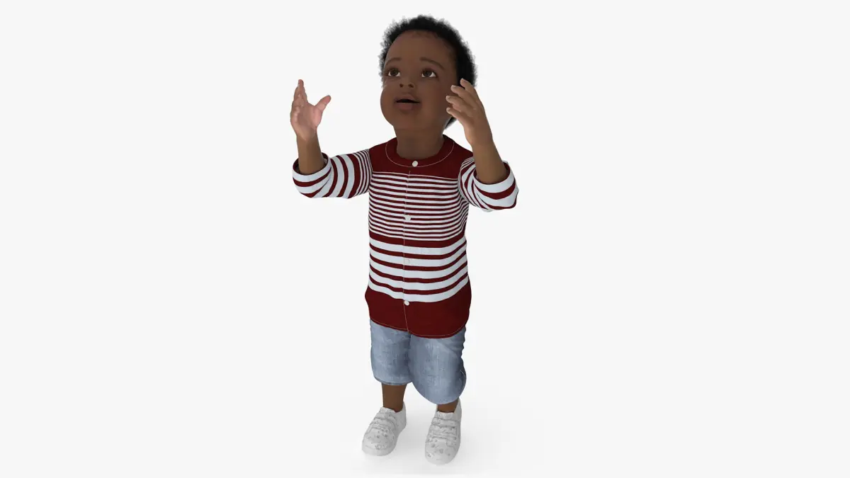 Little African Boy Light Skin in Summer Outfit Rigged for Maya  purchase 3D model