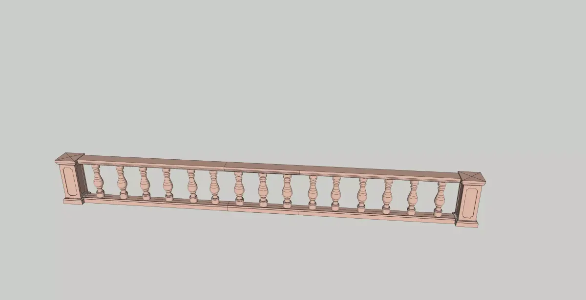 indian jodhpuri stone railing with balester 3D model