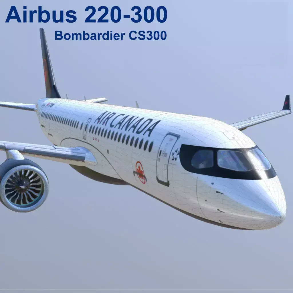 CS 300 Airbus A220 300 Air Canada livery Low-poly 3D model