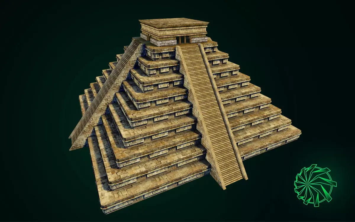 Maya Pyramid - Ancient Temple - Baked Texture Low-poly 3D model