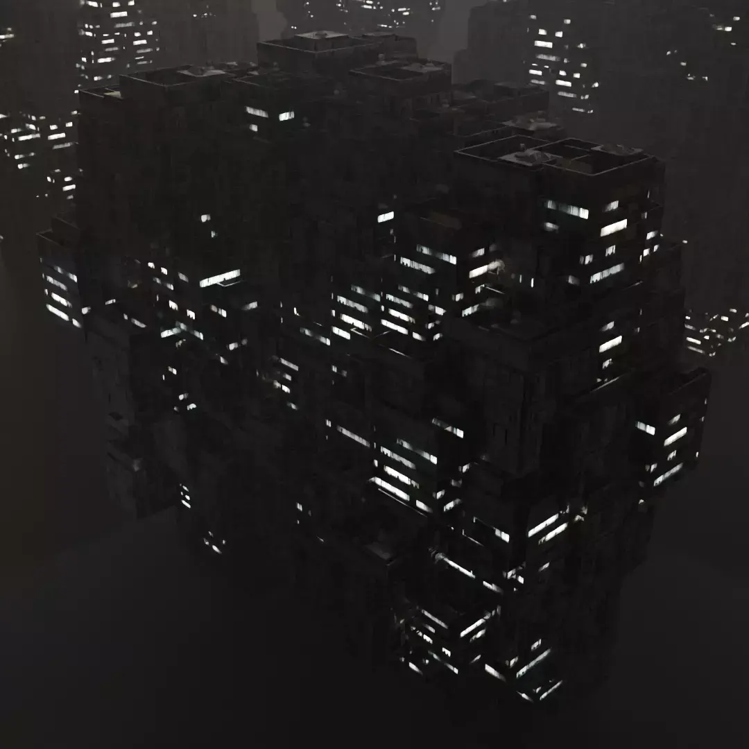 Sci fi night city building 3 Low-poly 3D model