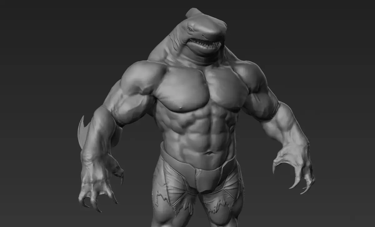 Sharkman humanoid creature 3D model