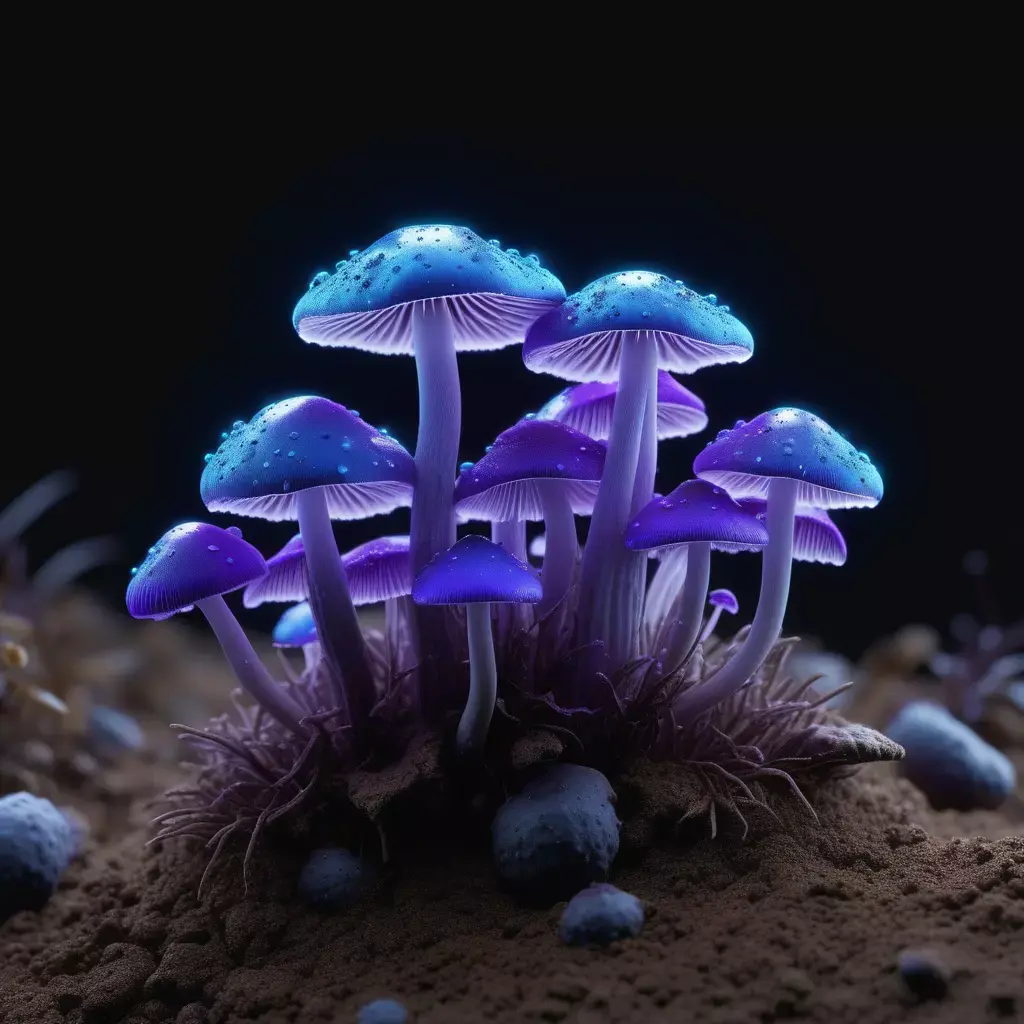 Bioluminescent Fantasy Mushroom Cluster 3D model