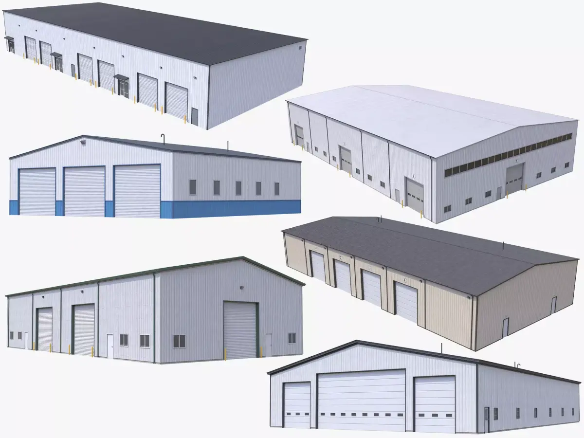 6 Industrial Buildings Collection 3D Model Pack purchase