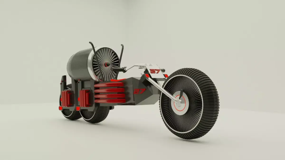 cyber race bike Low-poly 3D model