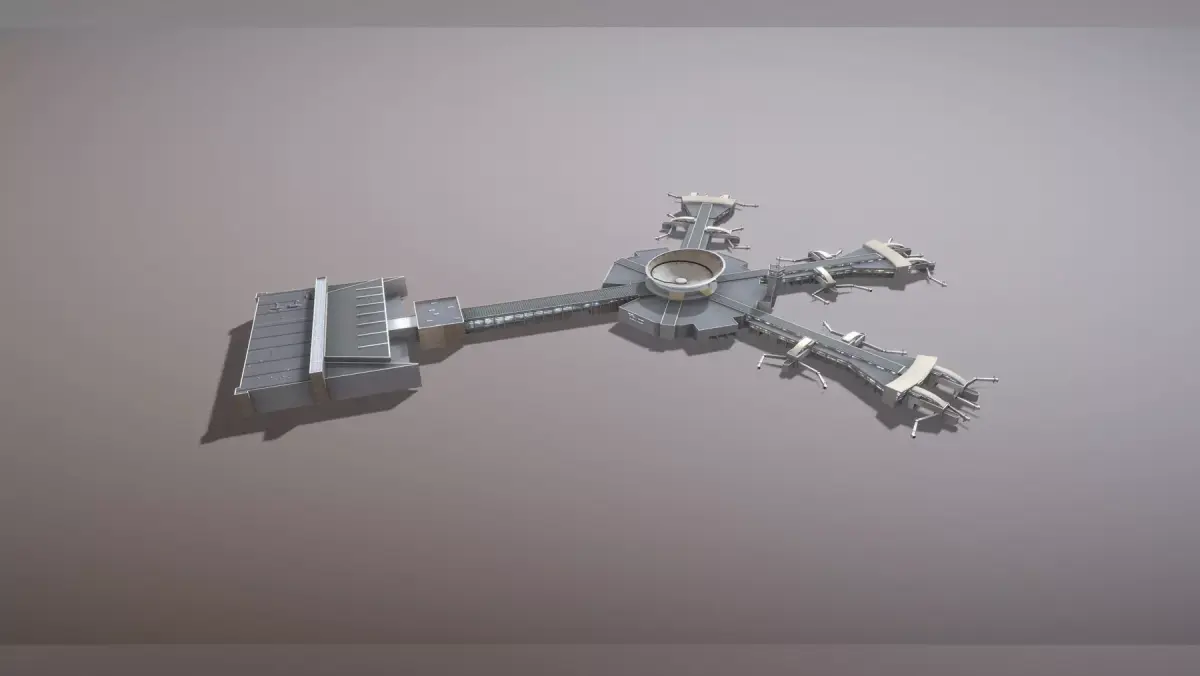 Airport Terminal LLBG Terminal3 Ben Gurion Airport Low-poly 3D model