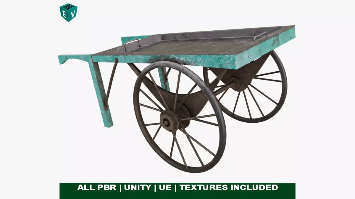 Wooden Cart06 All PBR Unity UE Textures Included Low-poly 3D model