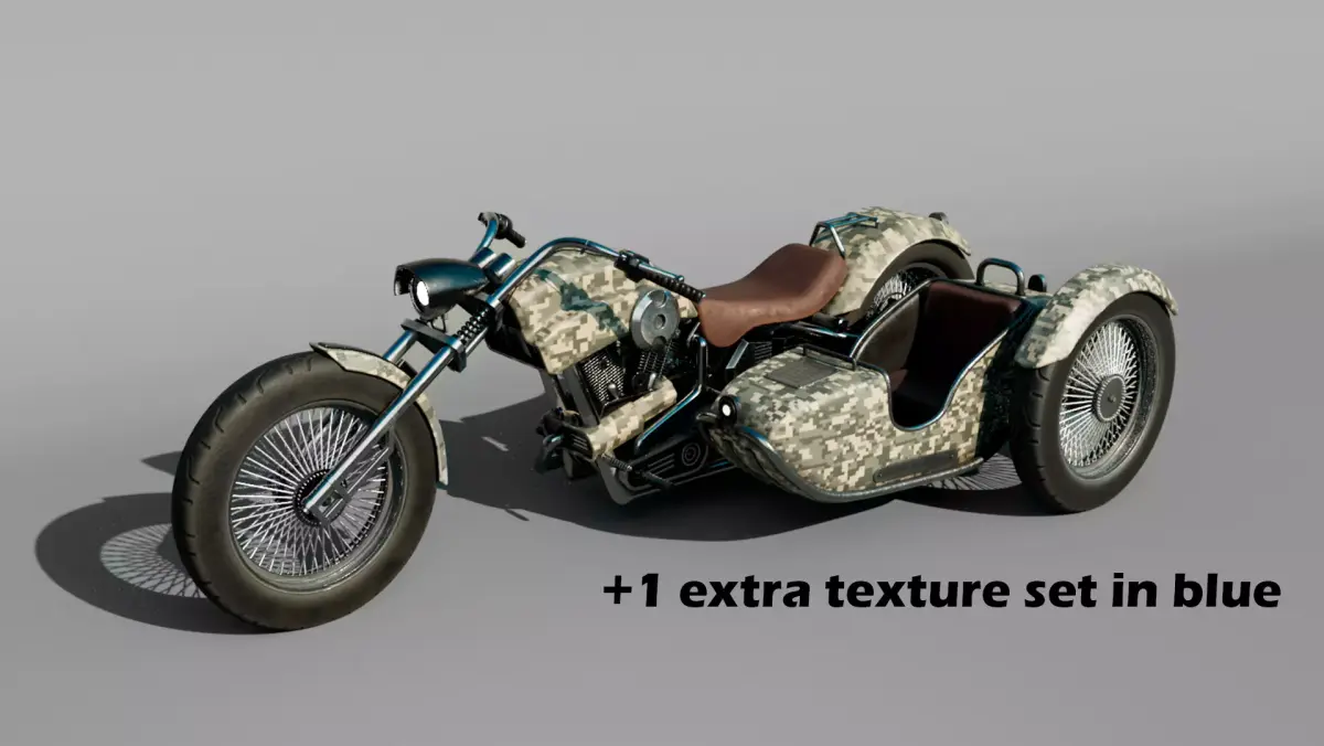 Motorcycle with sidecar 3D model