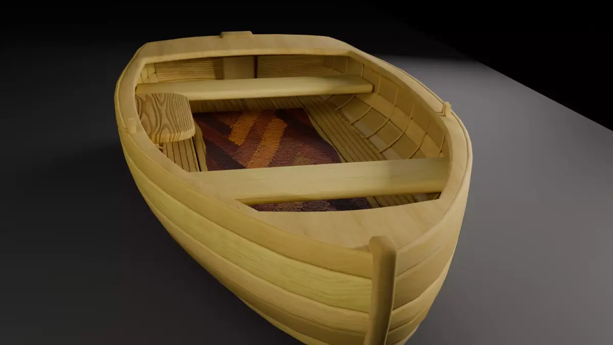 Wooden Boat Low-poly 3D model 11