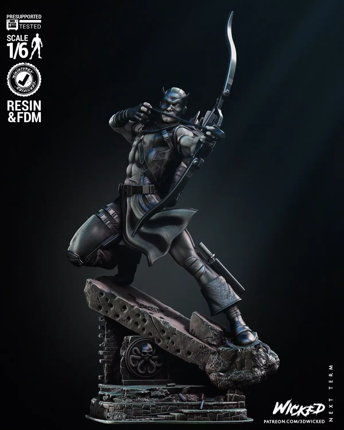 Wicked Marvel Hawkeye Sculpture Tested for 3D printing 3D print model