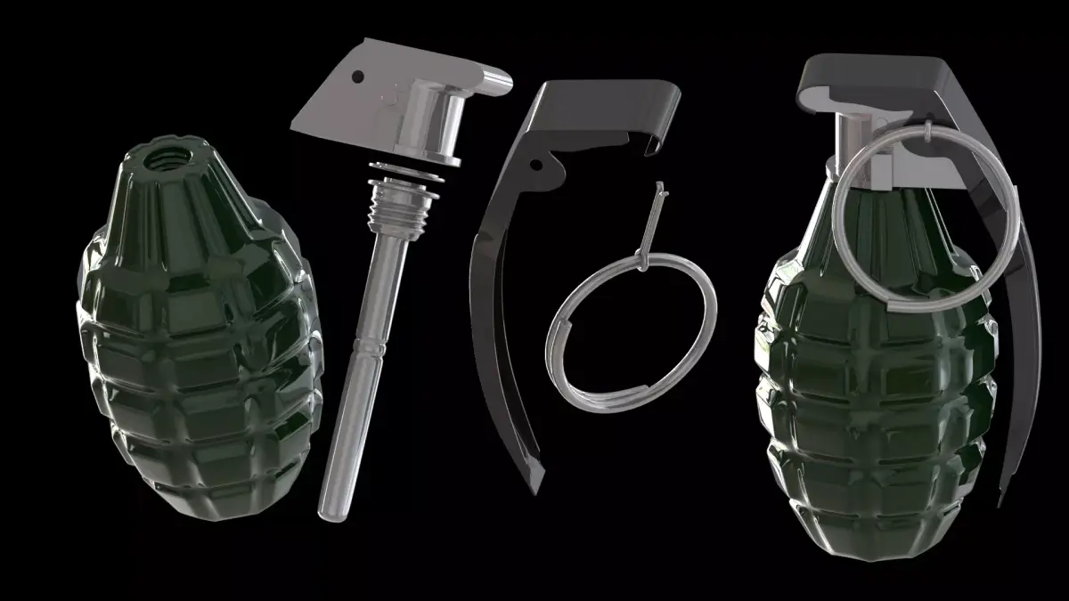 MK2 Hand Grenade With Part Low-poly 3D model