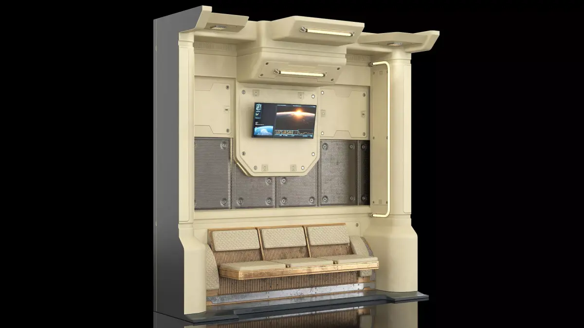 Interior Sci-fi Part with Seats PBR 3D model