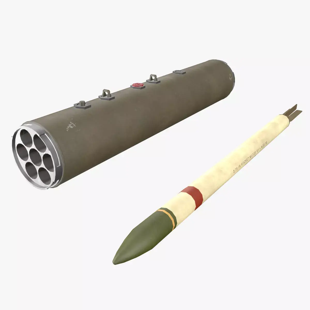 XM-157 Launcher With 70mm Missile Low-poly 3D model