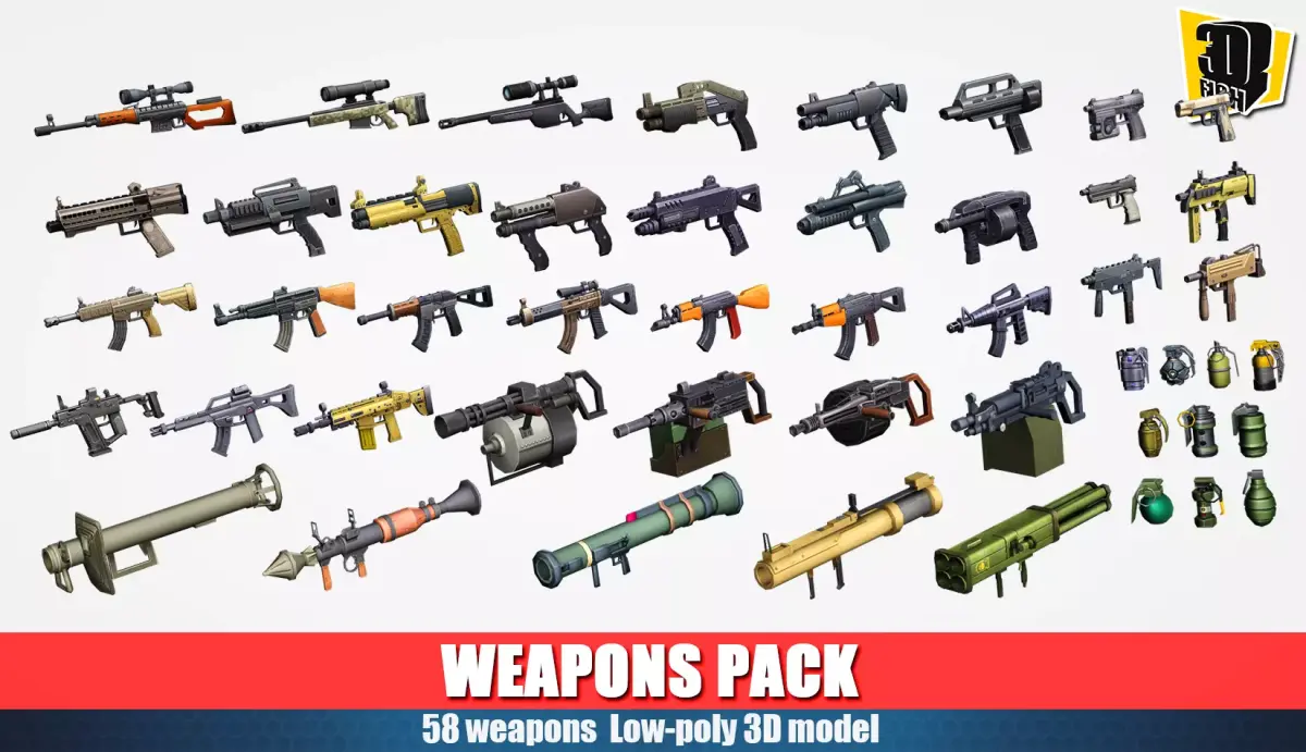 weapon pack vol04  Low-poly 3D model