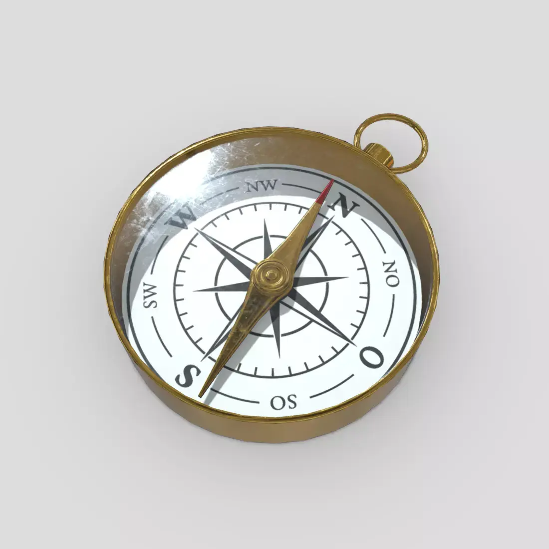 Compass gold Low-poly 3D model