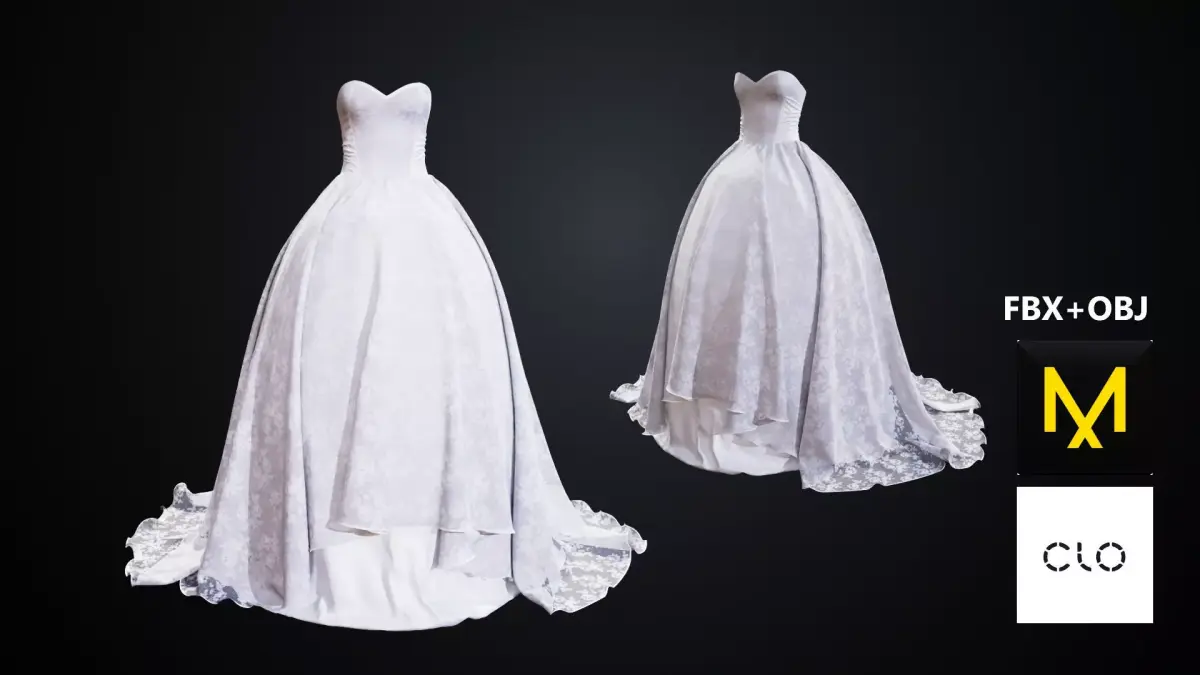 Wedding Dress Marvelous Designer 3D model