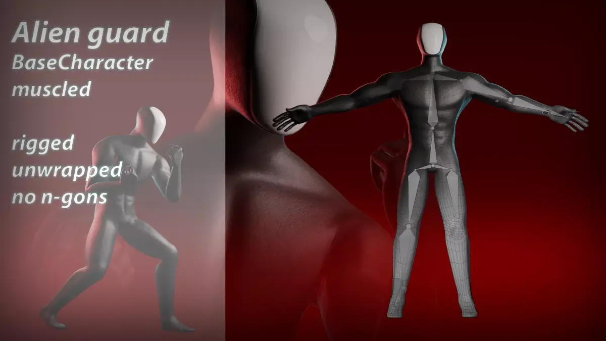 Alien guard Muscled 3D model