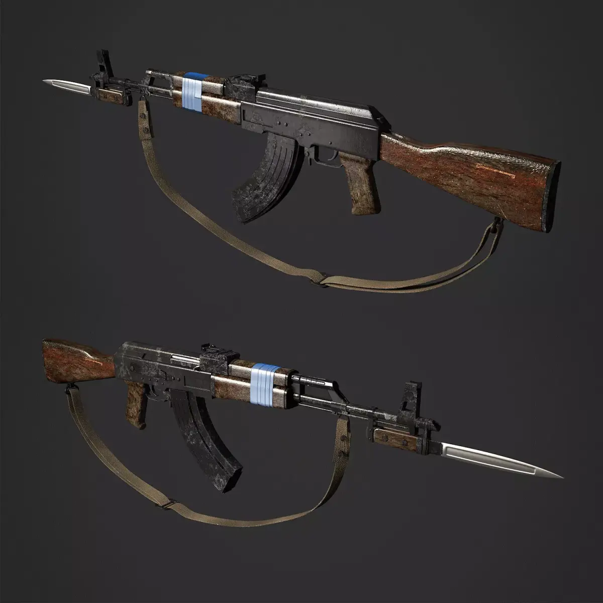 machine-gun-AK rifle 3D model