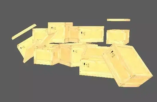 Set of wooden boxes Low-poly 3D model