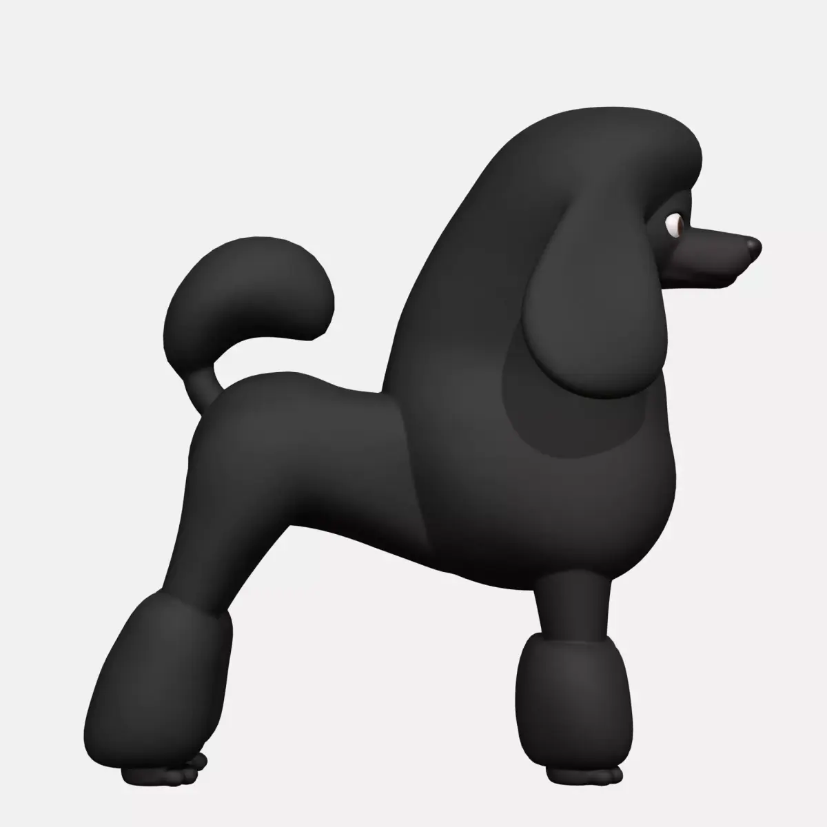 Black poodle dog  Low-poly 3D model