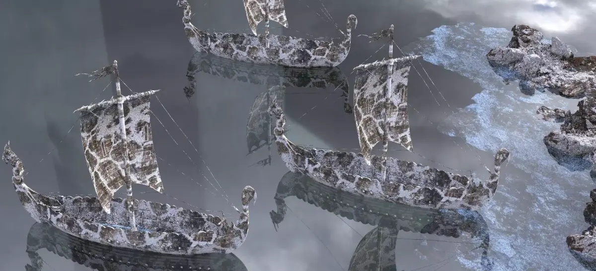 Viking Ship Ruin in ice 3D model