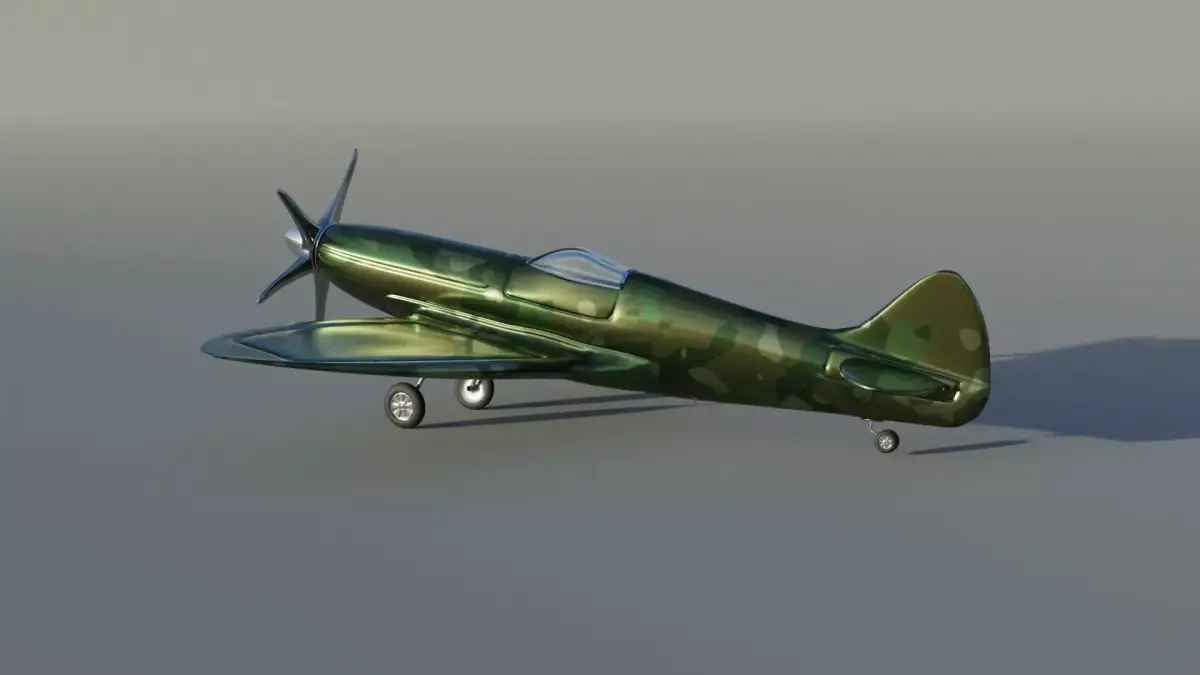 Spitfire plane Low-poly 3D model