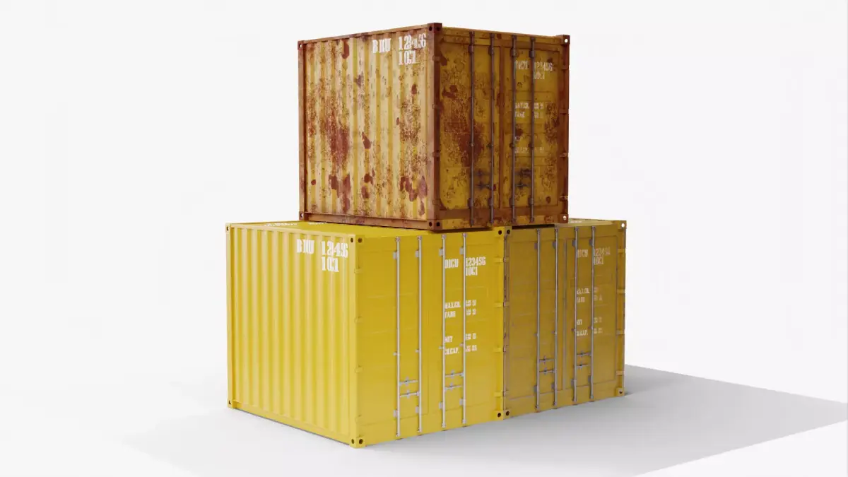 10Ft Cargo Container - Yellow 3D Model Pack