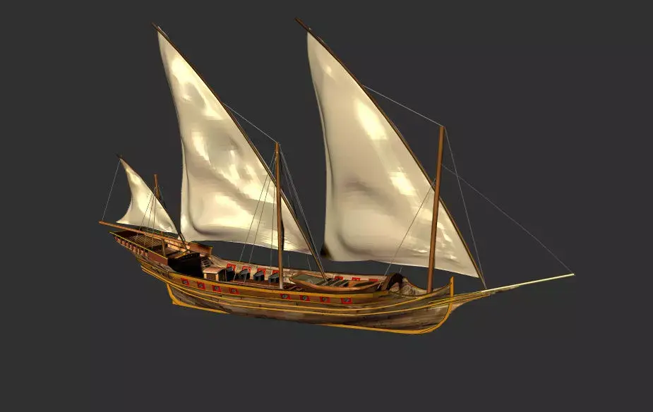 chebec algerian war fishing ship  3D model