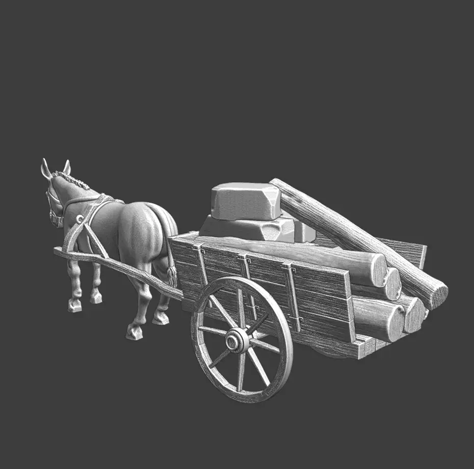 Medieval Supply Wagon for Castle construction 3D print model