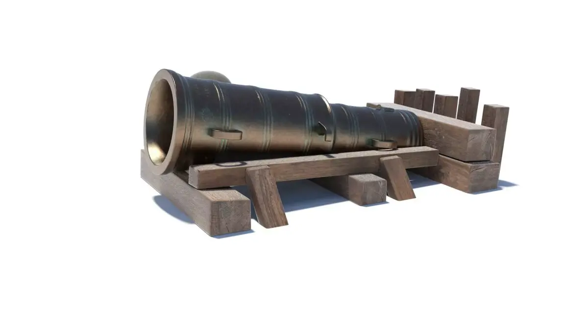 Medieval stone cannon supergun Faule Mette Low-poly 3D model
