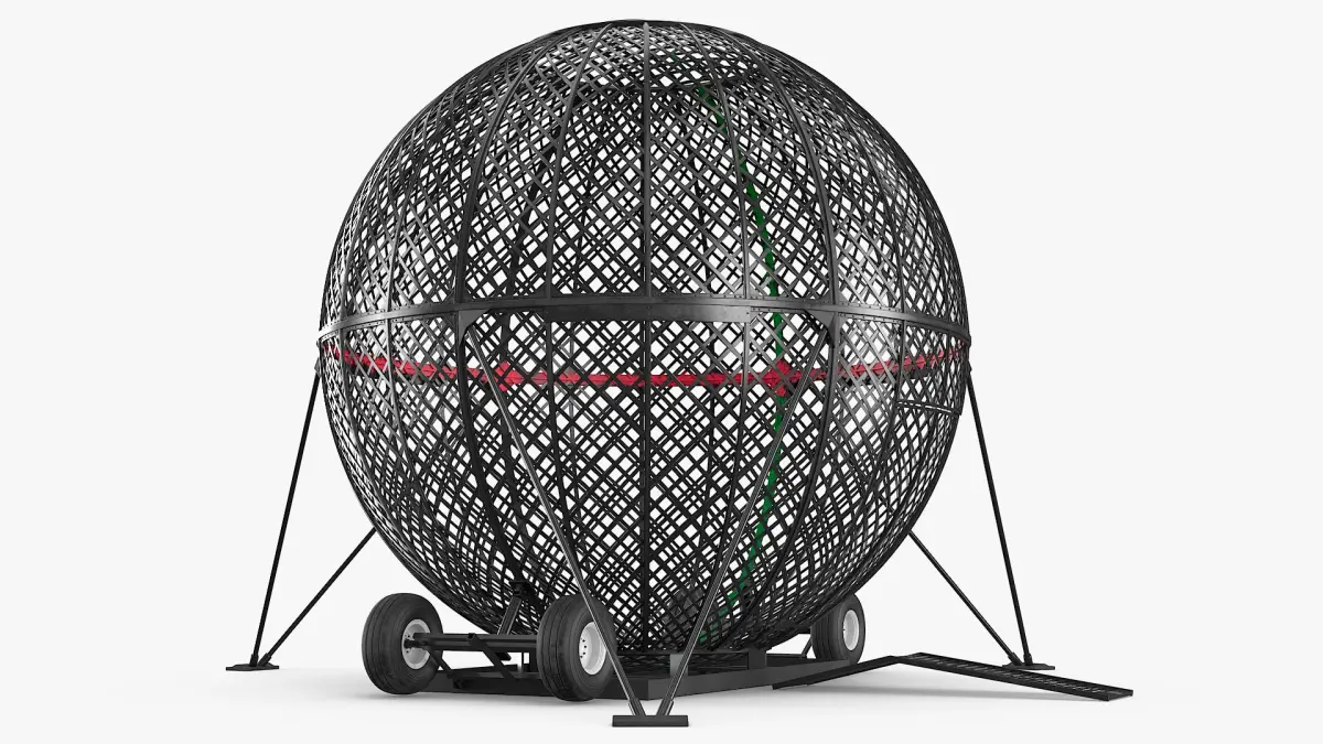 Stunt Motorcycle Globe Cage Steel 3D model