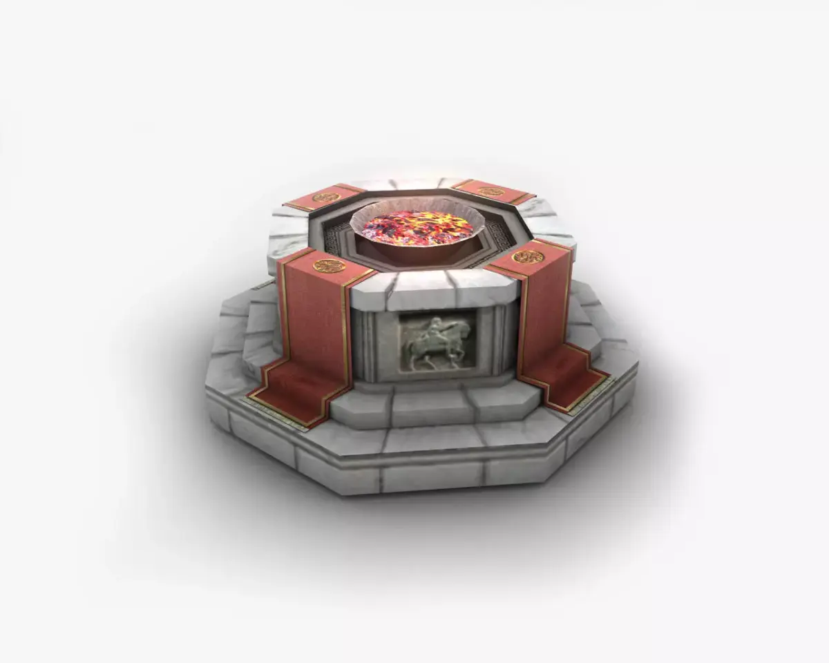 Shrine with fire pit brazier Low-poly 3D model
