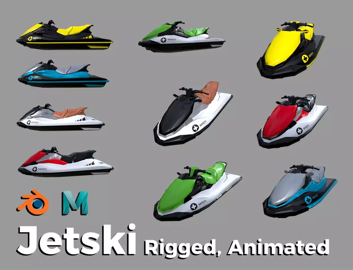 5 Color Jetski Low-poly 3D model 3D Model Pack purchase