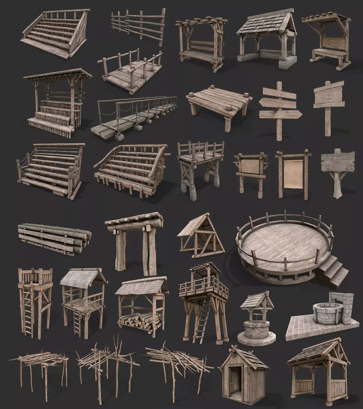Medieval Exterior Structures Collection 3D Model Pack