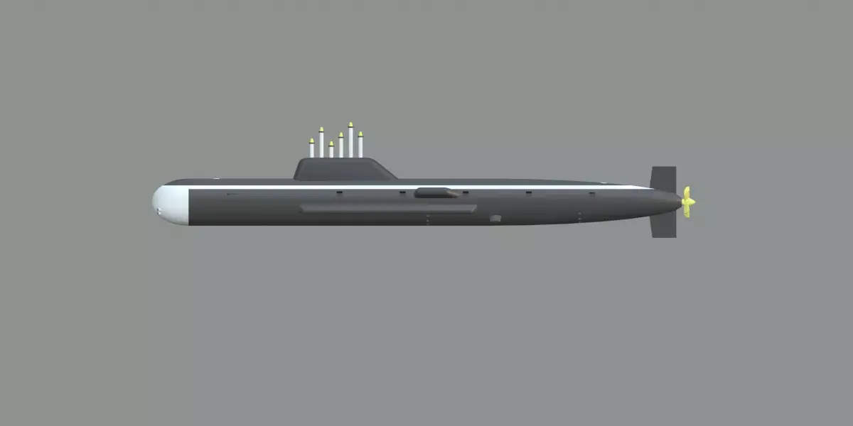 Military Nuclear Submarine Low-poly 3D model