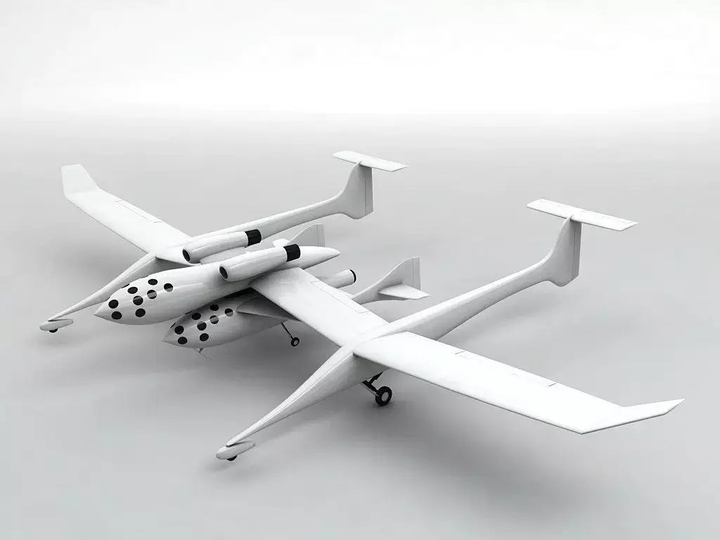 SpaceShipOne airplane with two propellers Low-poly 3D model