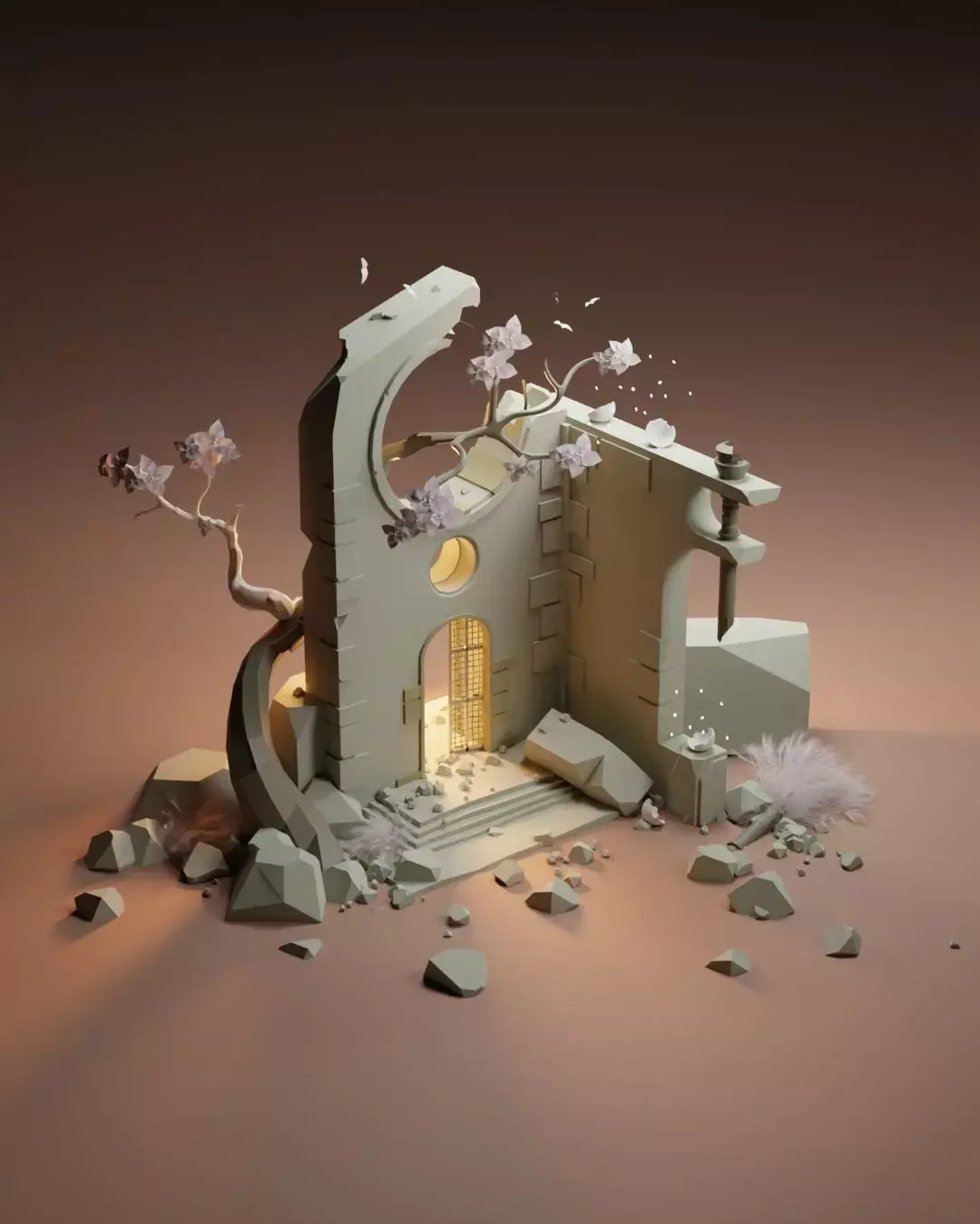 Tree Ruins Stylized  3D model